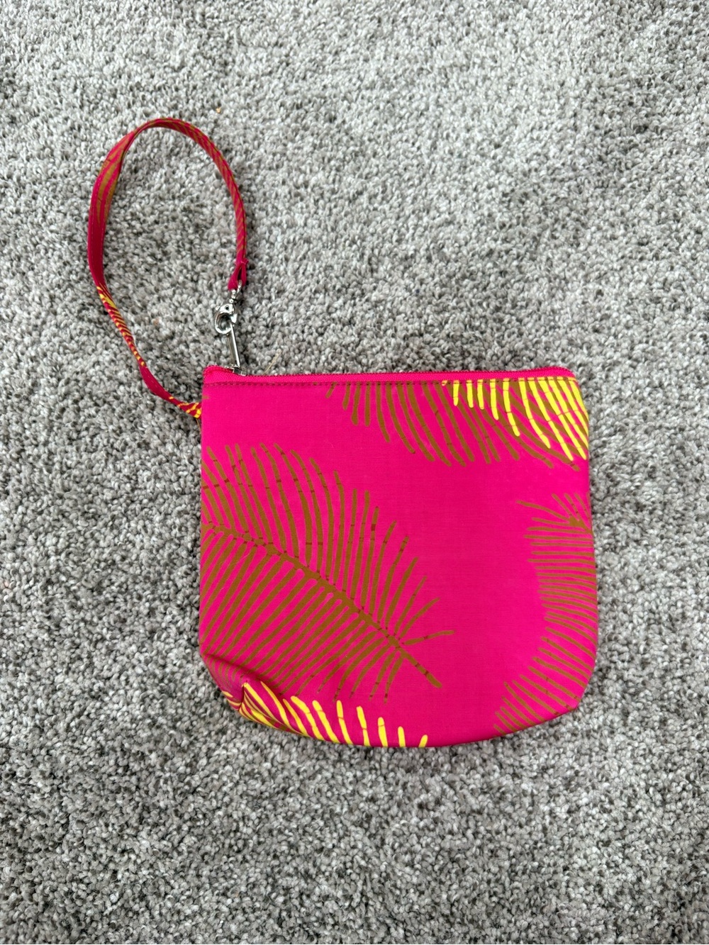 Pink Palm-Print Wristlet Clutch